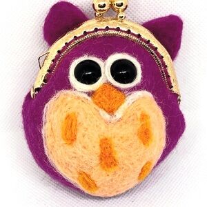 Purple and Orange Owl Coin Purse